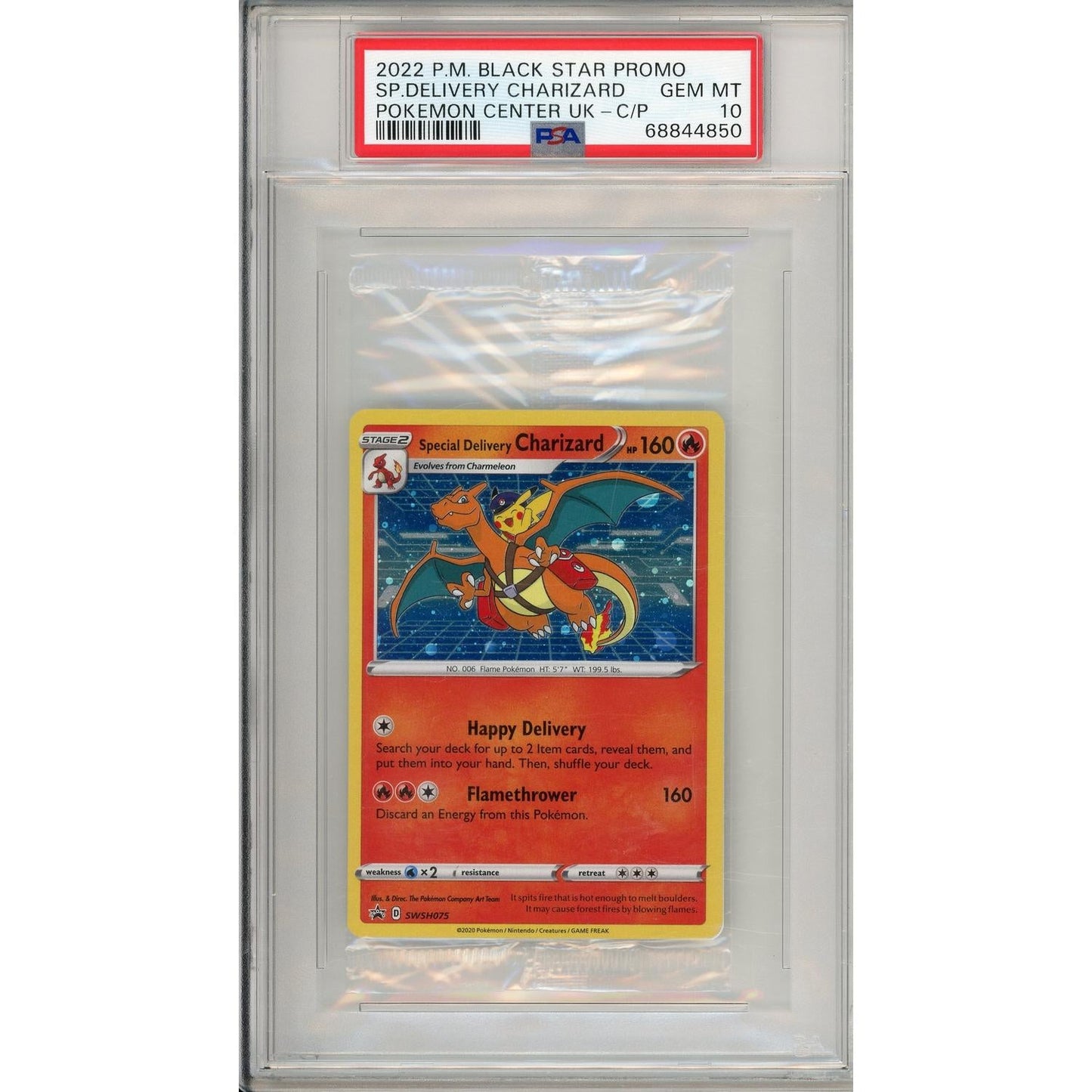 okemon Graded: Special Delivery Charizard #SWSH075 Pokemon Center UK Promo (2022) Holo C/P PSA 10