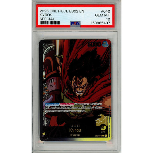 One Piece Graded: Kyros EB02 Special Leader (2025) PSA 10