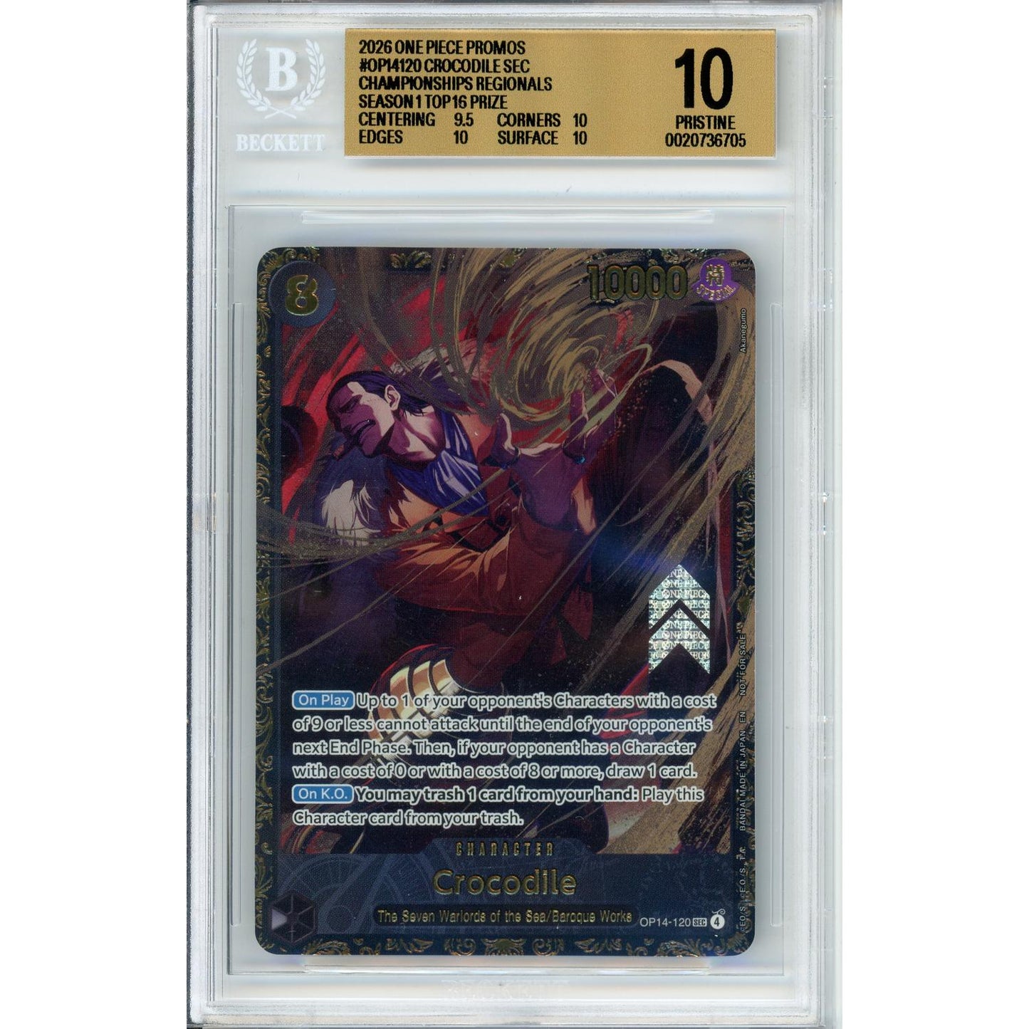 One Piece Graded: Crocodile OP14-120 Official Event Top Prize (2026) Beckett 10