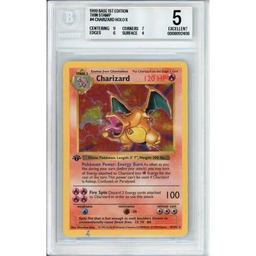 Pokemon Graded: Charizard 1st Edition 4/102 Base Set (1999) Holo Beckett 5