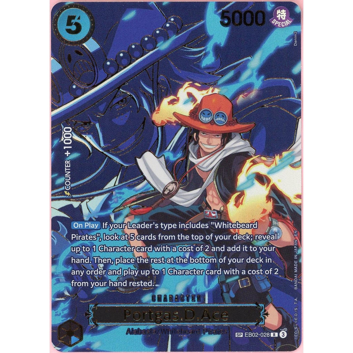One Piece Single: Portgas D. Ace EB02-028 Carrying On His Will Special Alt Art NM