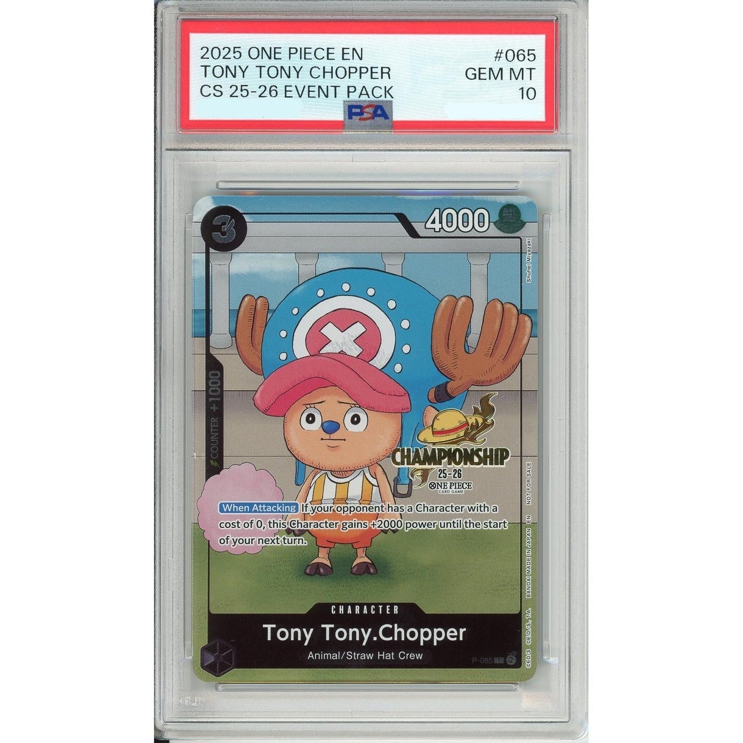 One Piece Graded: Tony Tony Chopper P-065 Championship 25-26 Event Pack PSA 10