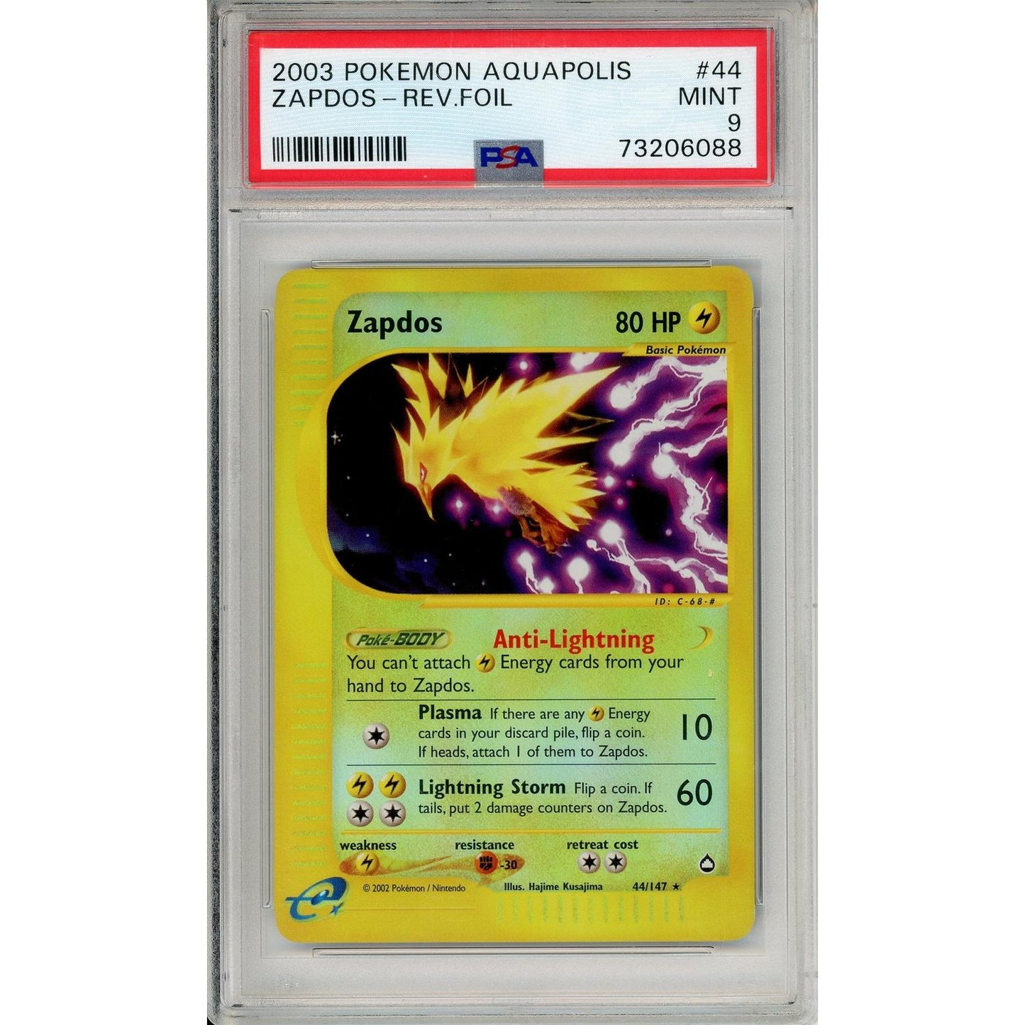 Pokemon Graded: Zapdos 44/147 Aquapolis (2003) Reverse Holo PSA 9