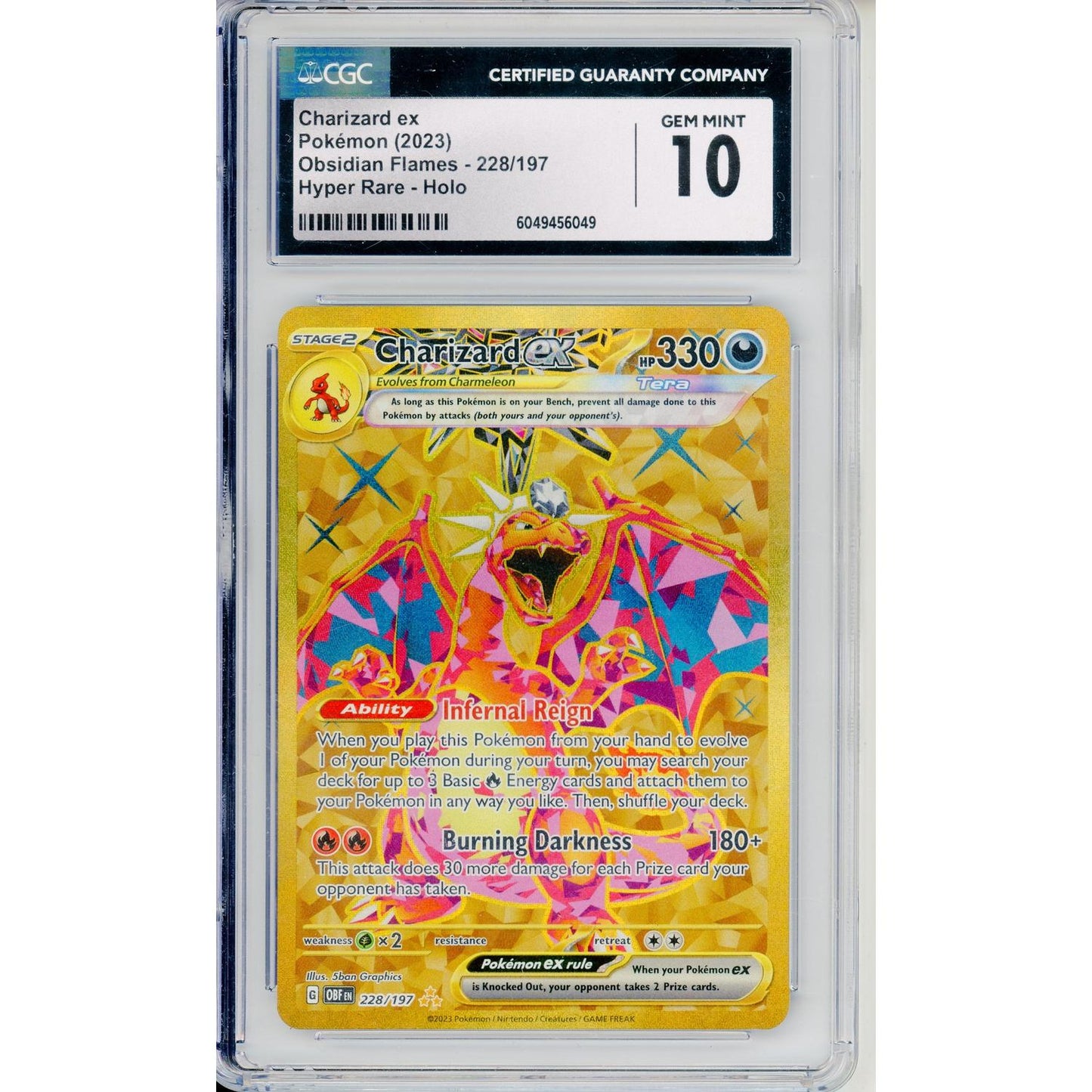 Pokemon Graded: Charizard ex 228/197 Obsidian Flames (2023) Gold Hyper Rare CGC 10