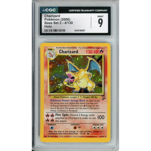 Pokemon Graded: Charizard 4/130 Base Set 2 (2000) Holo CGC 9