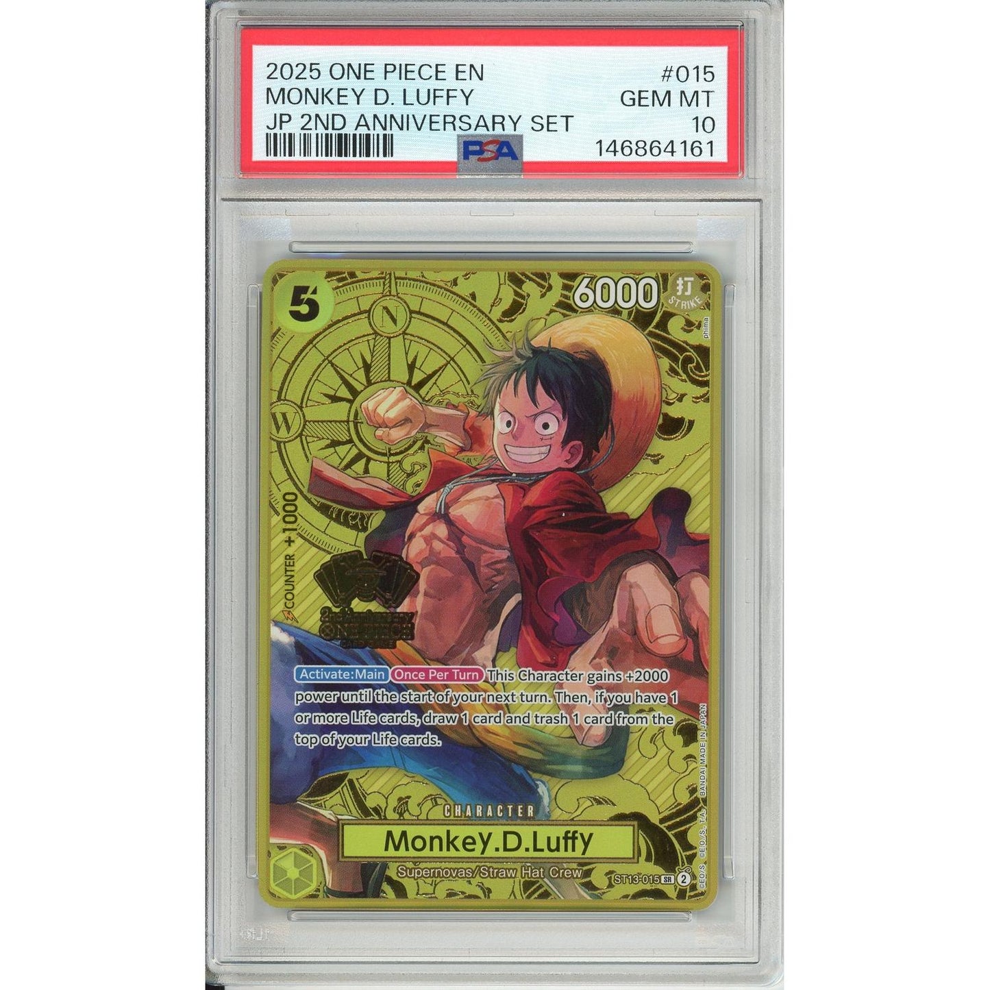 One Piece Graded: Monkey D. Luffy 2nd Anniversary Set ST13-015 PSA 10