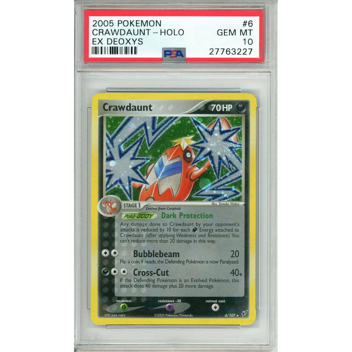 Pokemon Graded: Crawdaunt 6/107 EX Deoxys (2005) Holo PSA 10