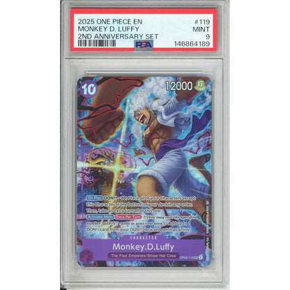 One Piece Graded: Monkey D. Luffy OP05-119 2nd Anniversary Set (2025) PSA 9