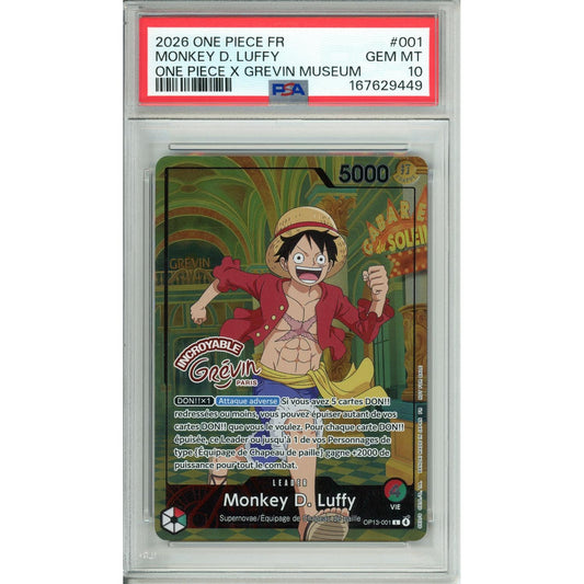 One Piece Graded. Monkey D. Luffy OP13-001 Grevin Museum (2026) PSA 10