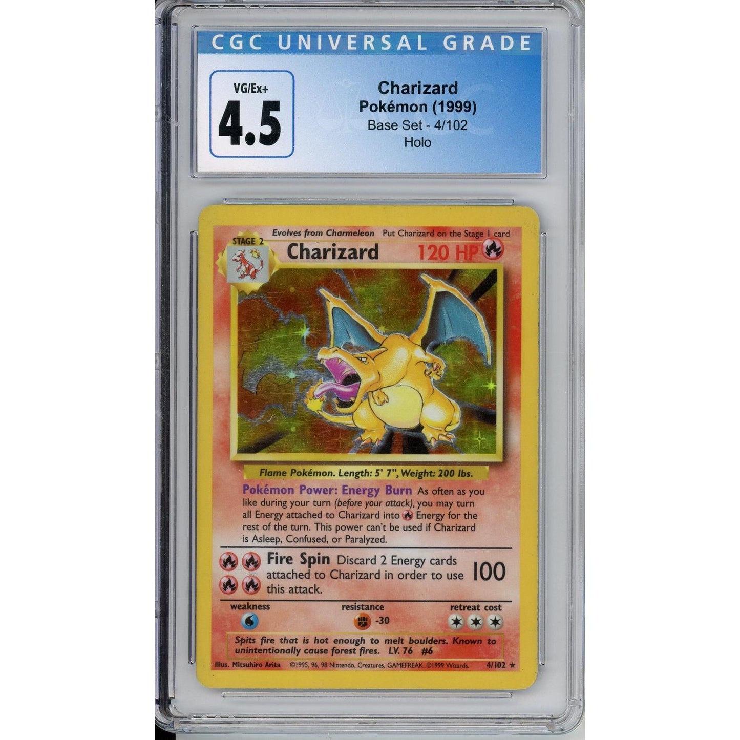 Pokemon Graded: Charizard 4/102 Base Set (1999) Holo CGC 4.5