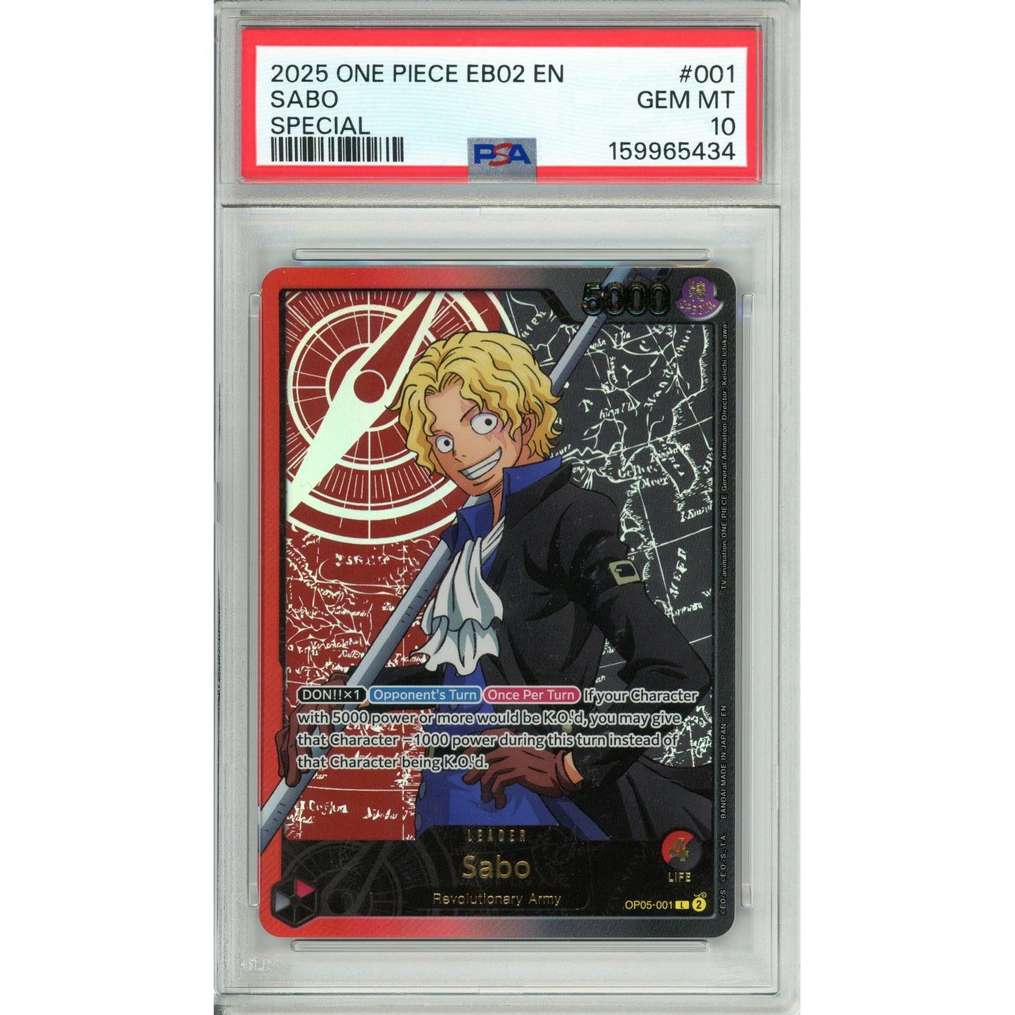 One Piece Graded: Sabo OP05-001 Special Leader (2025) PSA 10