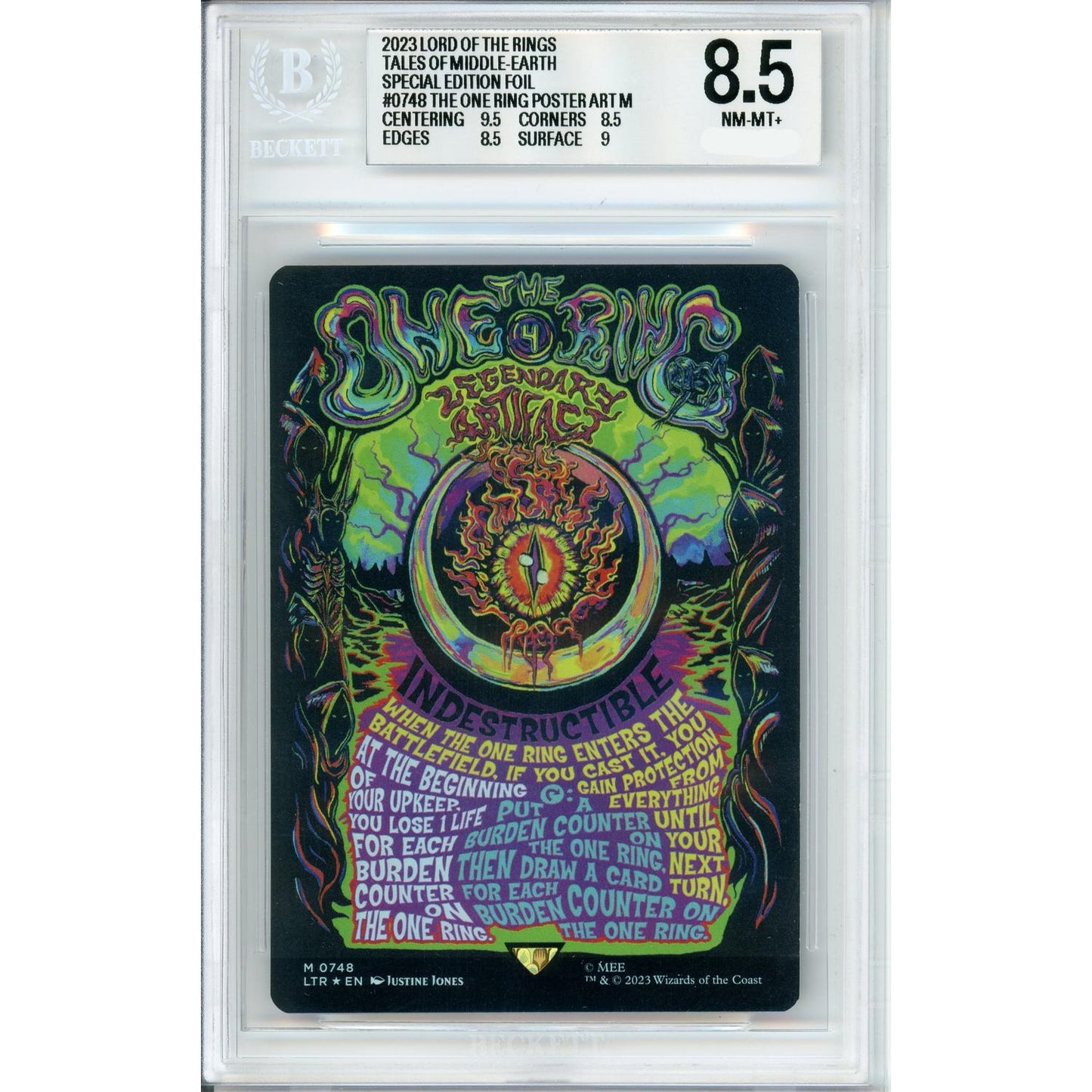 MTG Graded: The One Ring Poster #748 LOTR (2023) Special Foil Beckett 8.5