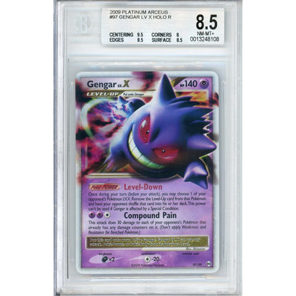 Pokemon Graded: Gengar Lv.X 97/99 Platinum Arceus (2009) Holo Beckett 8.5