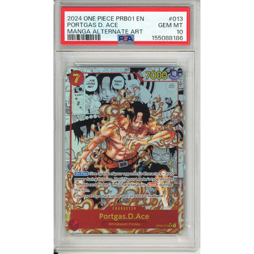 One Piece Graded: Portgas D. Ace PRB01 Manga Alt Art (2024) PSA 10