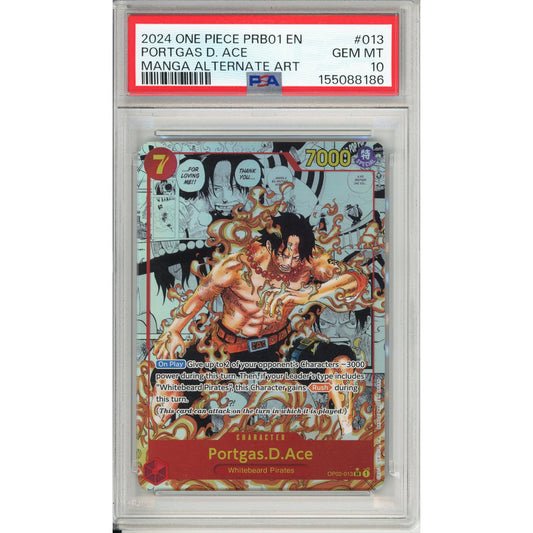 One Piece Graded: Portgas D. Ace PRB01 Manga Alt Art (2024) PSA 10