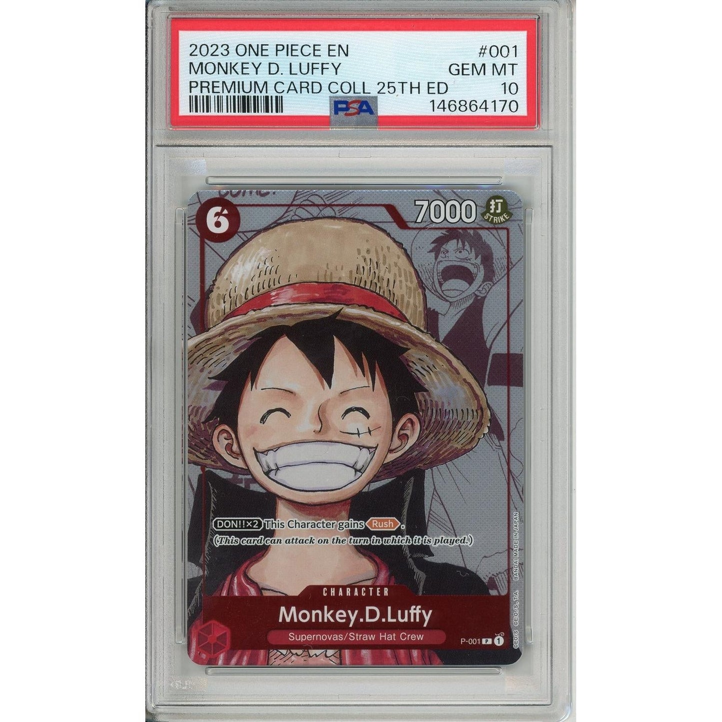 One Piece Graded: Monkey D. Luffy P-001 Premium Card Collection 25th Edition PSA 10