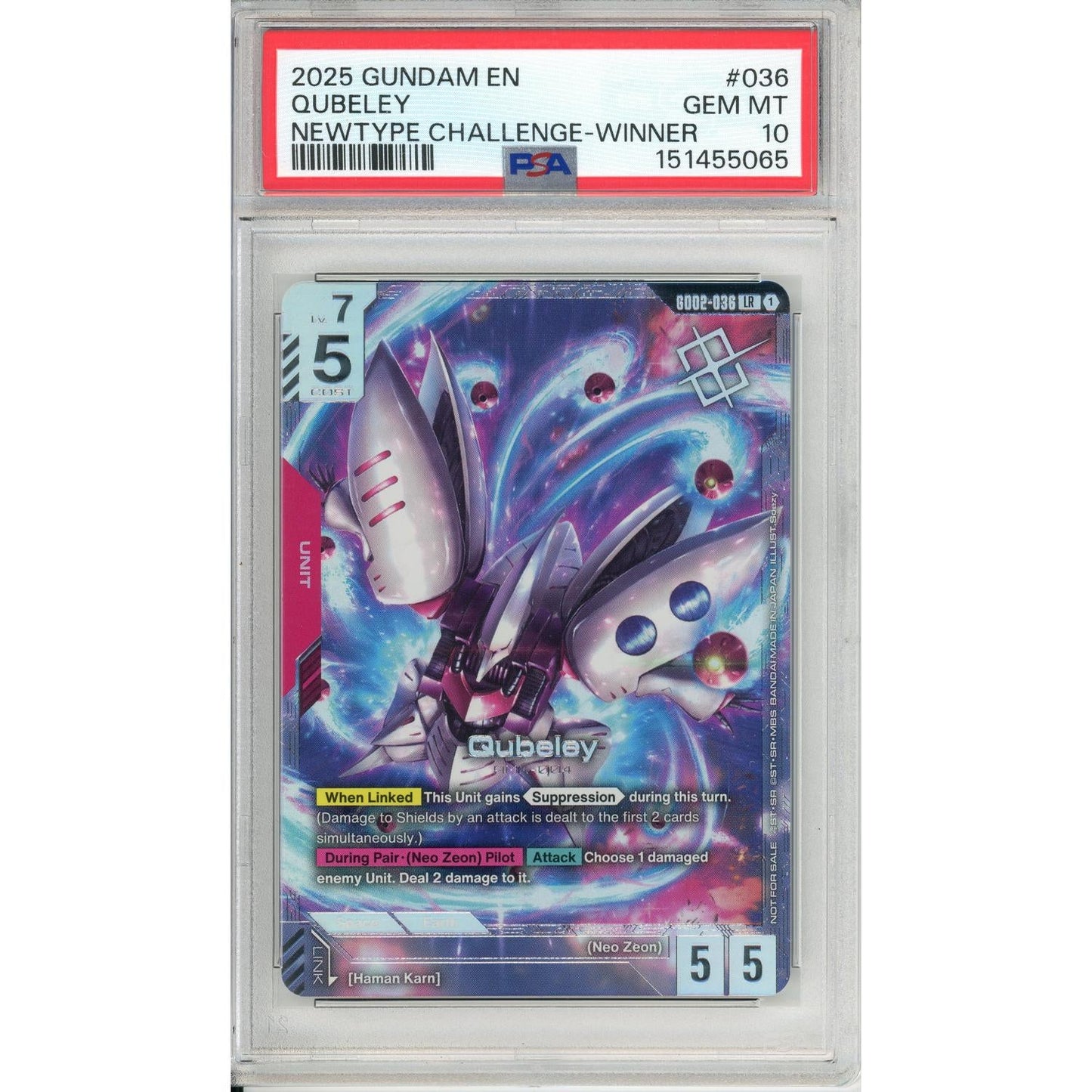 Gundam Graded: Quebeley #36 Newtype Challenge Winner (2025) PSA 10