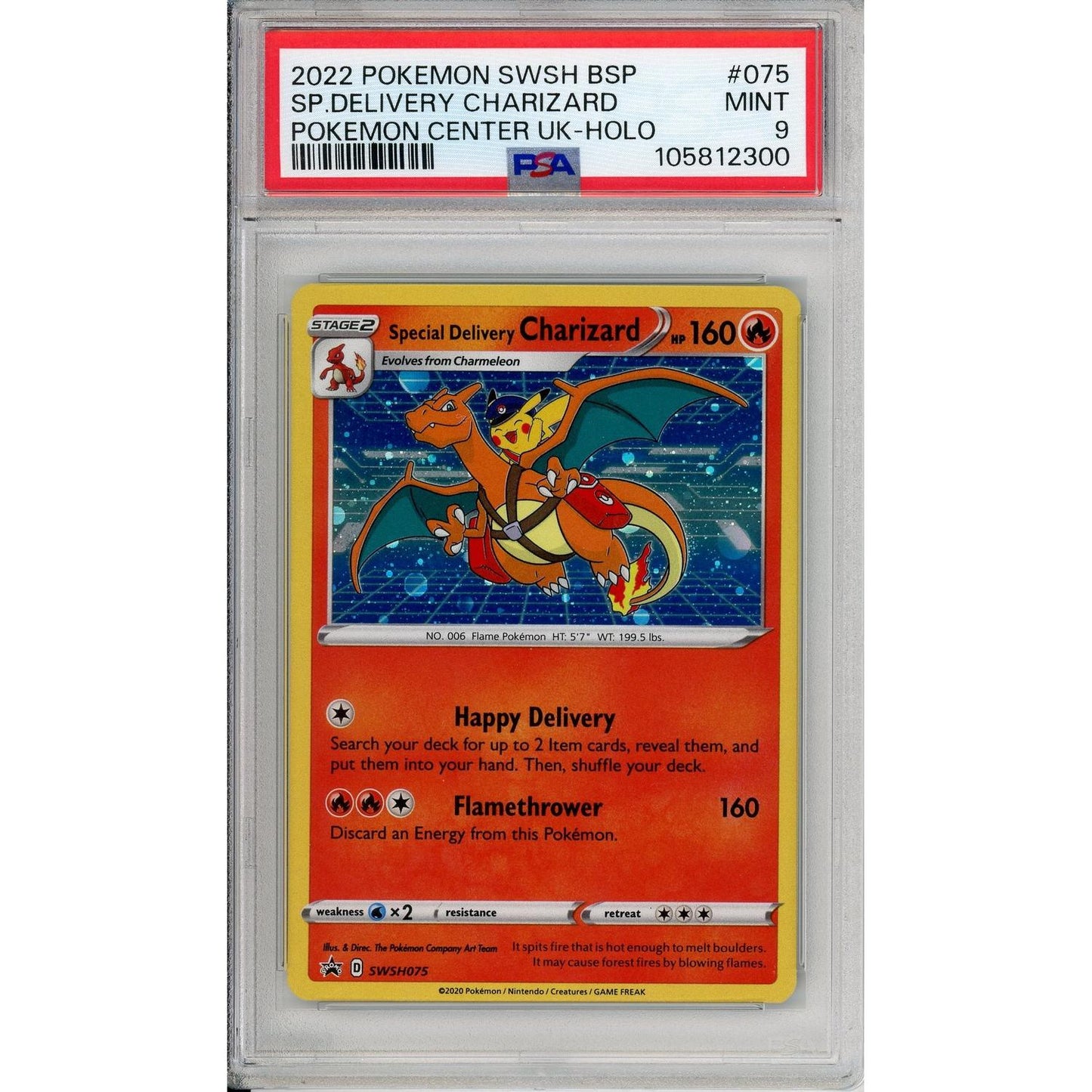 Pokemon Graded: Special Delivery Charizard #SWSH075 Pokemon Center UK Promo (2022) Holo PSA 9
