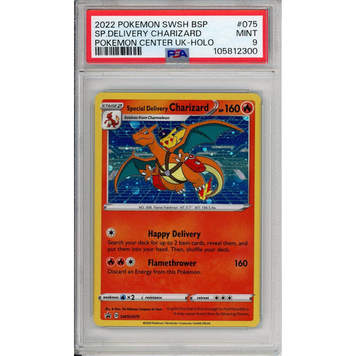 Pokemon Graded: Special Delivery Charizard #SWSH075 Pokemon Center UK Promo (2022) Holo PSA 9