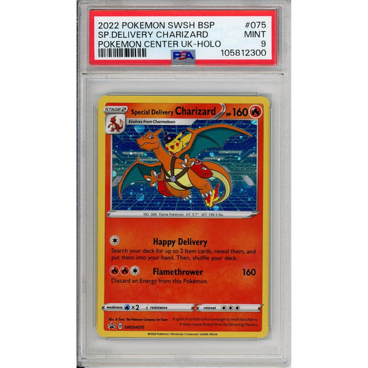 Pokemon Graded: Special Delivery Charizard #SWSH075 Pokemon Center UK Promo (2022) Holo PSA 9