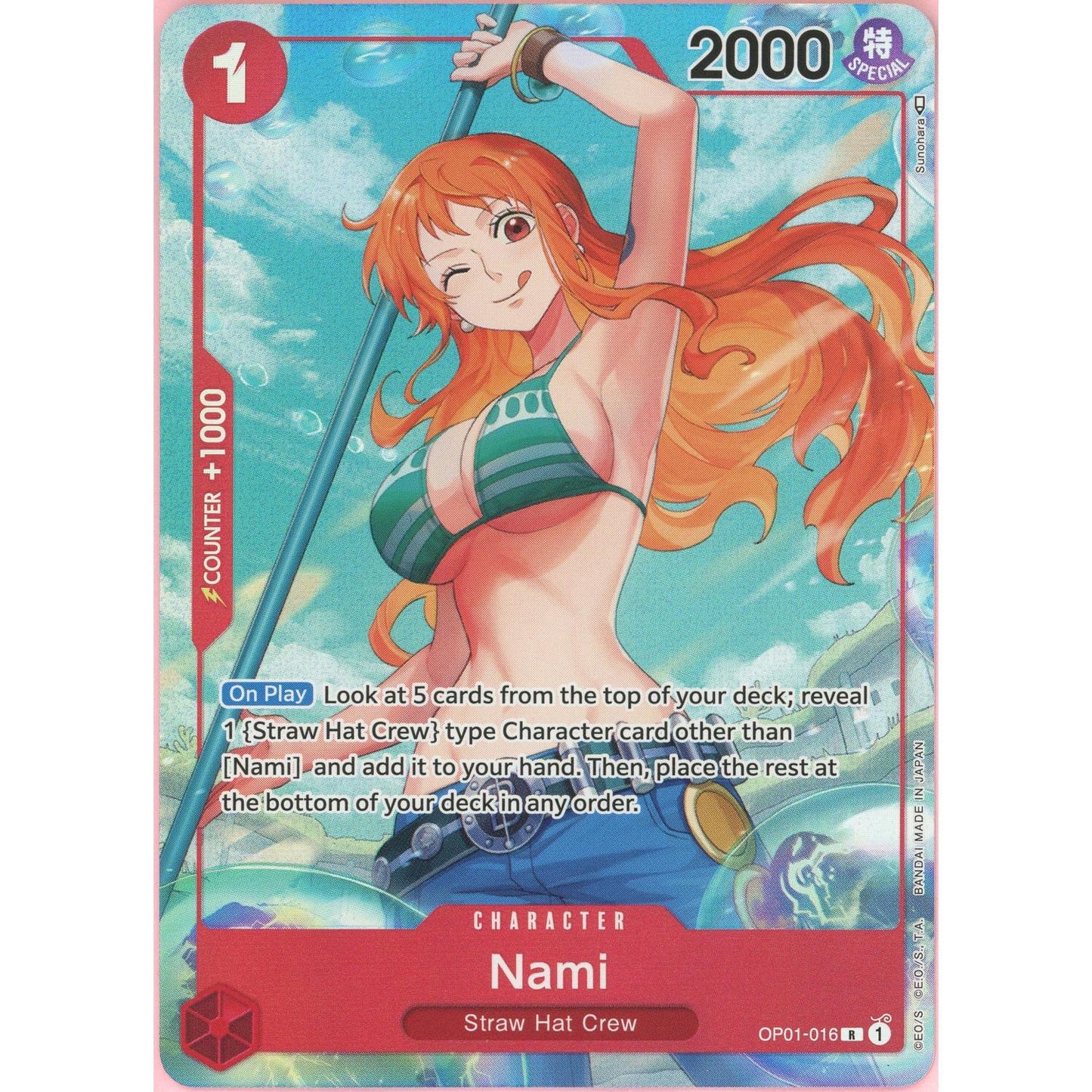 One Piece Single: Nami OP01-016 Pre-Errata Romance Dawn NM