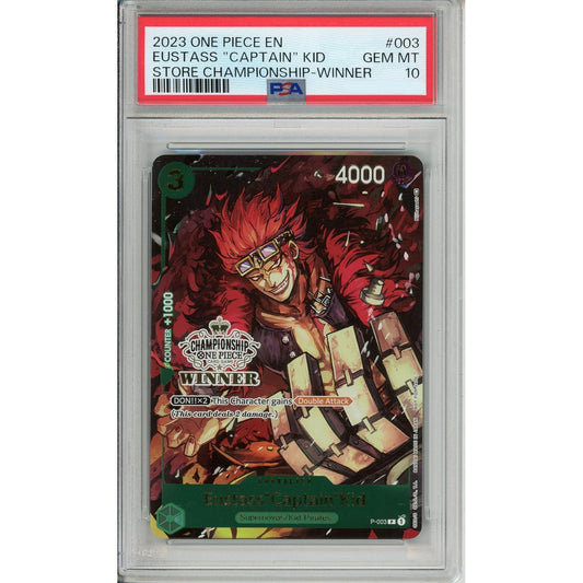 One Piece Graded: Eustass "Captain" Kid P-003 Store Championship Winner (2023) PSA 10