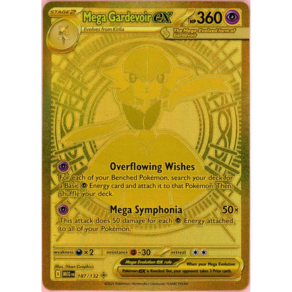 Pokemon Single: Mega Gardevoir ex 187/132 Mega Evolution (2025) Gold Holo NM