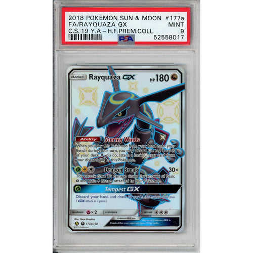 Pokemon Graded: Rayquaza GX 177a/168 Sun & Moon Celestial Storm (2018) Full Art Holo PSA 9