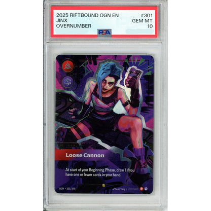 Riftbound Graded: Jinx Loose Cannon Overnumber 301/298 PSA 10