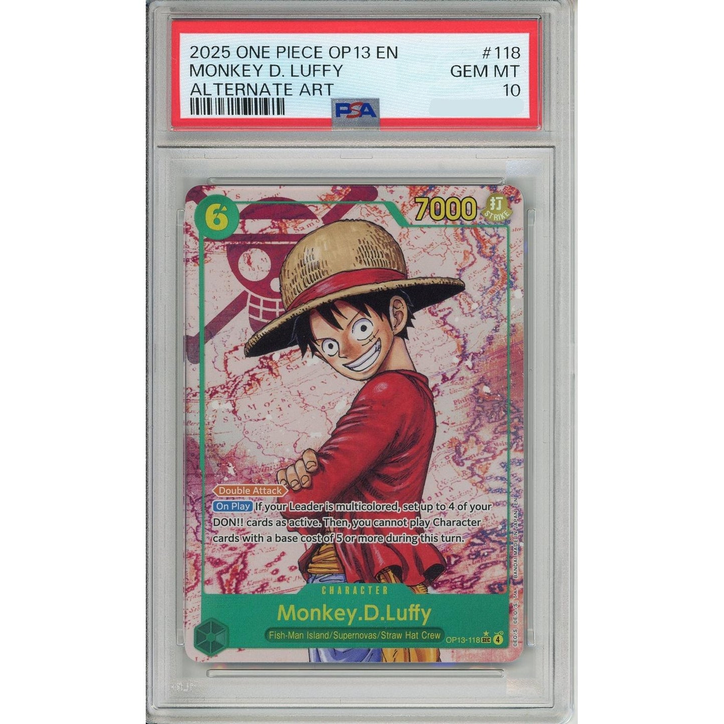 One Piece Graded: Monkey D. Luffy OP13-118 Alternate Art (2025) PSA 10