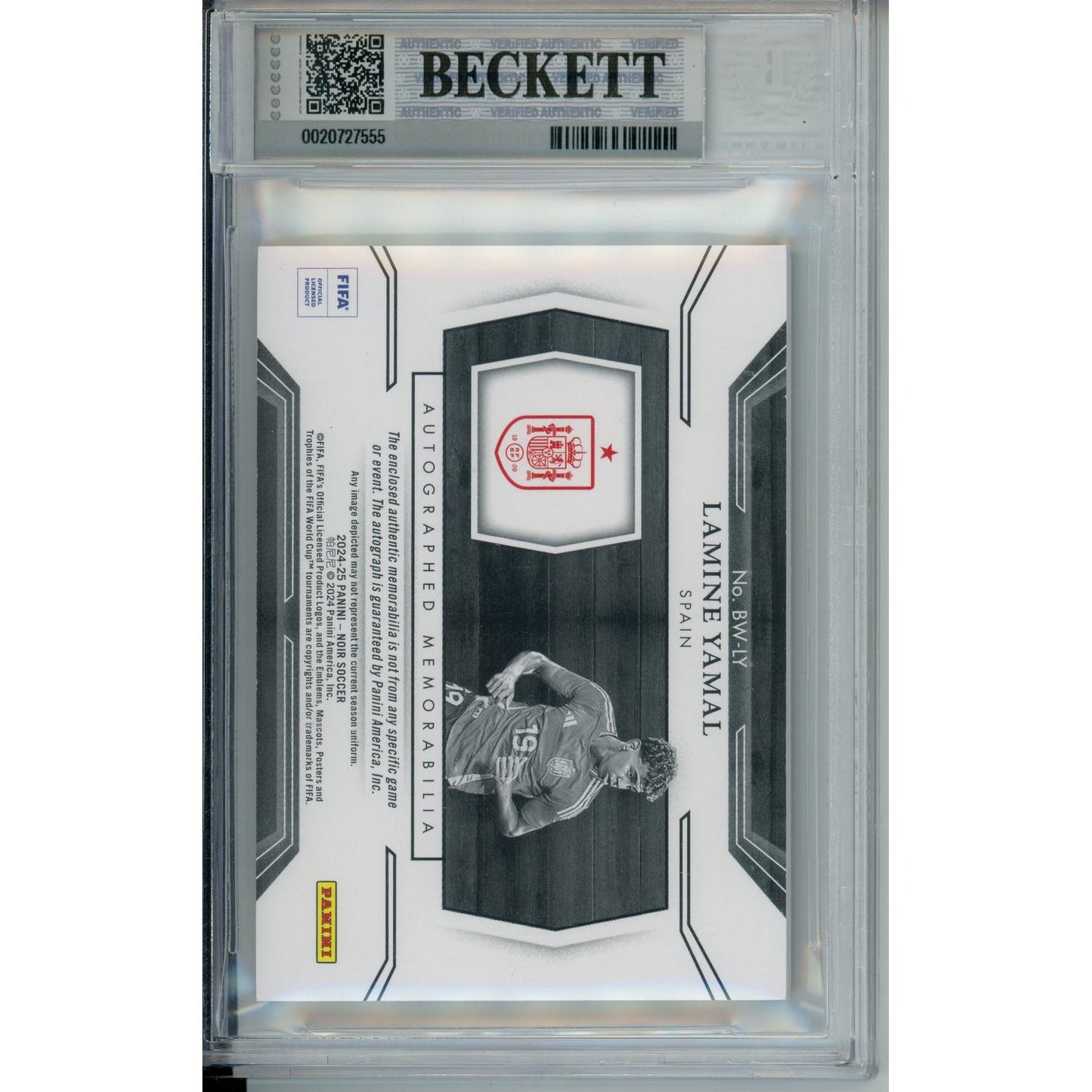 Sports Graded: Lamine Yamal #25 Panini Noir Autograph (2024-25) B&W Beckett 8.5