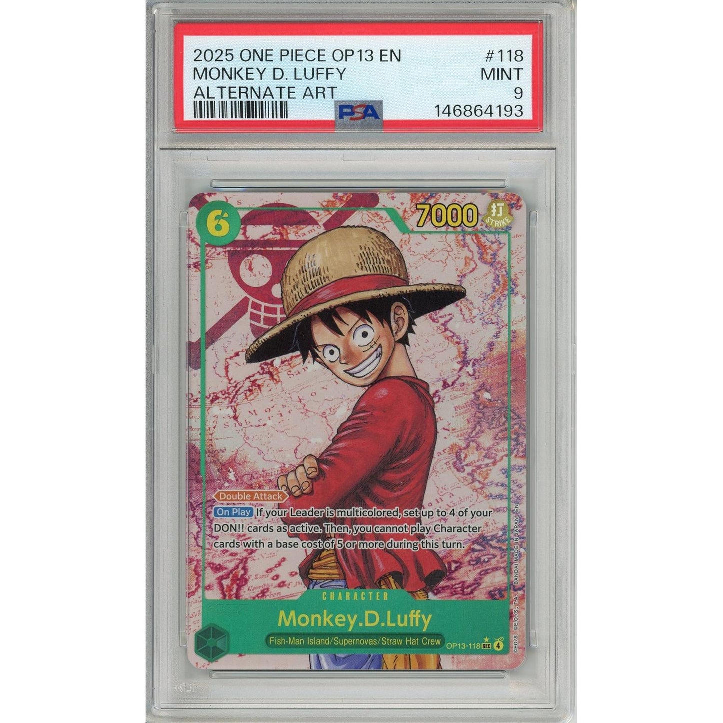 One Piece Graded: Monkey D. Luffy OP13-118 Alternate Art (2025) PSA 9