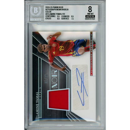 Sports Graded: Lamine Yamal #23 Panini Noir Autograph (2024-25) Color Beckett 8