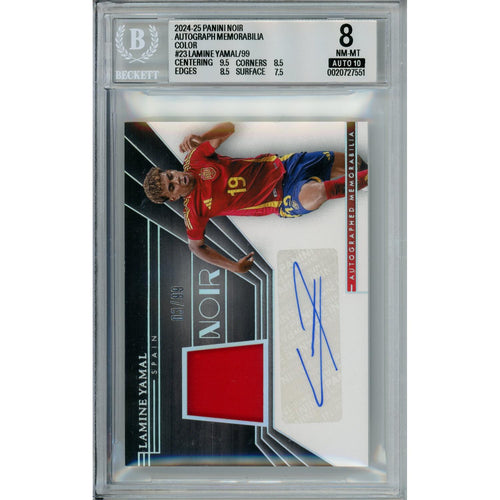 Sports Graded: Lamine Yamal #23 Panini Noir Autograph (2024-25) Color Beckett 8