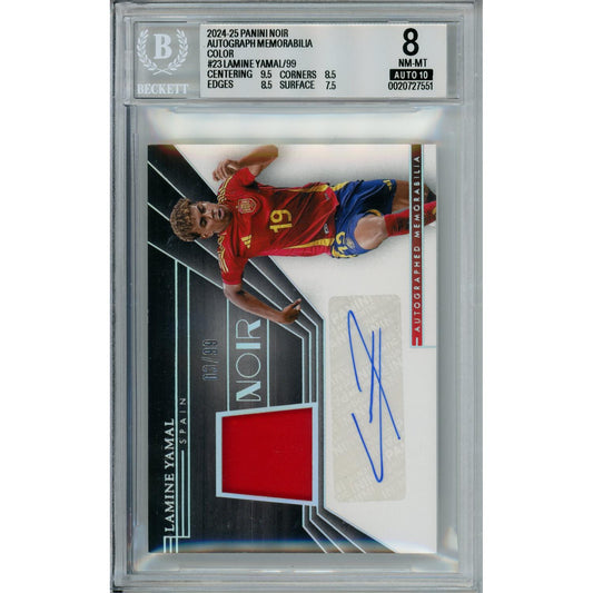 Sports Graded: Lamine Yamal #23 Panini Noir Autograph (2024-25) Color Beckett 8