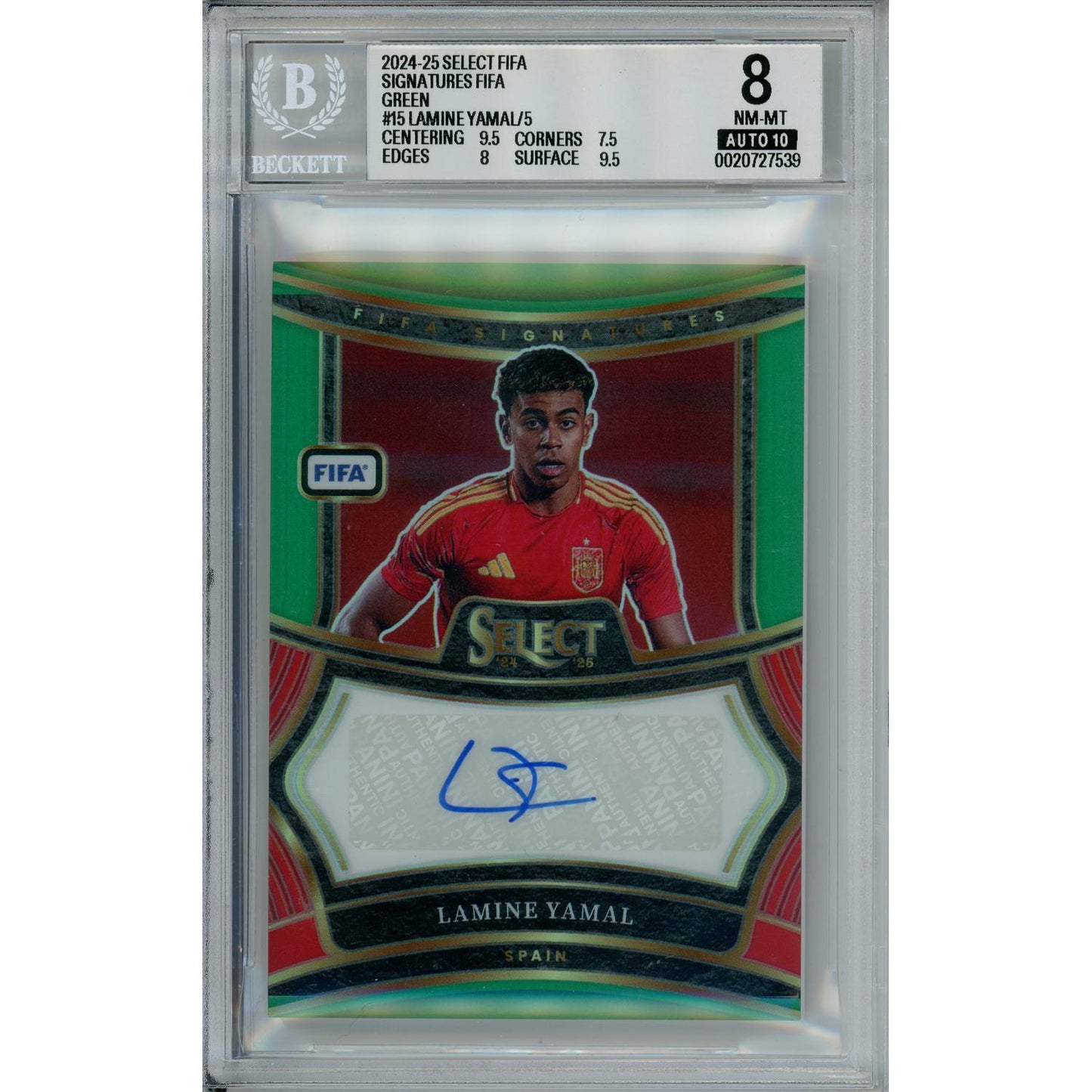 Sports Graded: Lamine Yamal #15 Signature FIFA (2024-25) Green Beckett 8