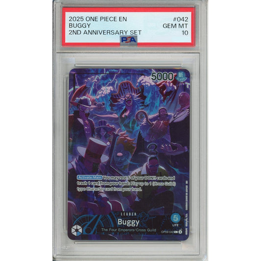 One Piece Graded: Buggy OP09-042 2nd Anniversary Set (2025) PSA 10