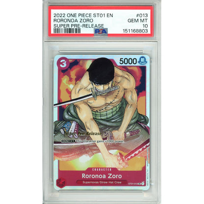 One Piece Graded: Roronoa Zoro ST01-013 Super Pre-Release (2022) PSA 10