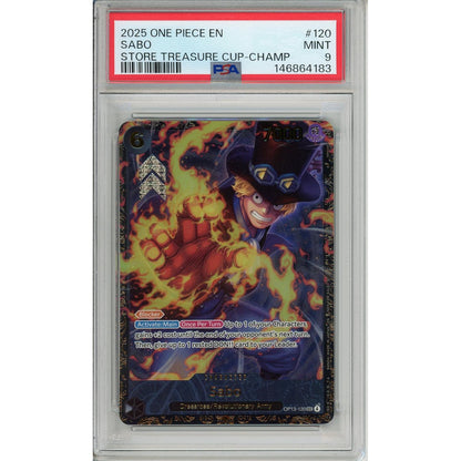 One Piece Graded: Sabo OP13-120 Store Treasure Cup Champ. 2025 PSA 9