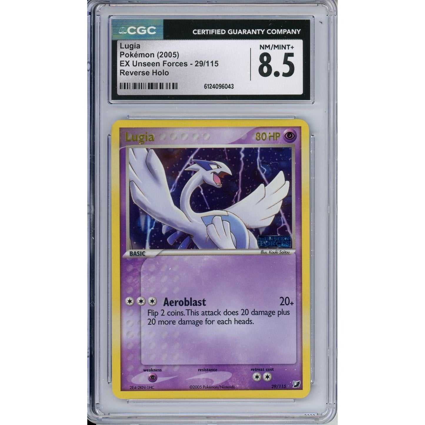 Pokemon Graded: Lugia 29/115 EX Unseen Forces (2005) Reverse Holo CGC 8.5