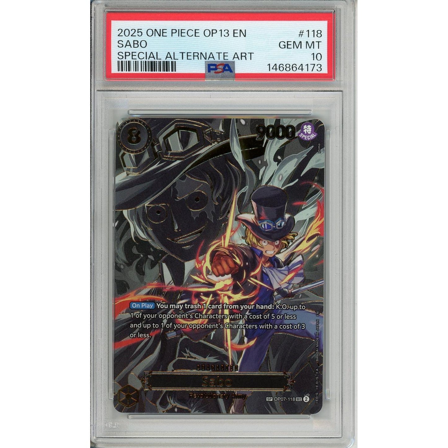One Piece Graded: Sabo OP07-118 Special Alternate Art (2025) PSA 10