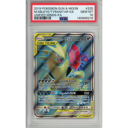 Pokemon Graded: Mega Sableye & Tyranitar GX 225/236 Unified Minds (2019) Full Art PSA 10