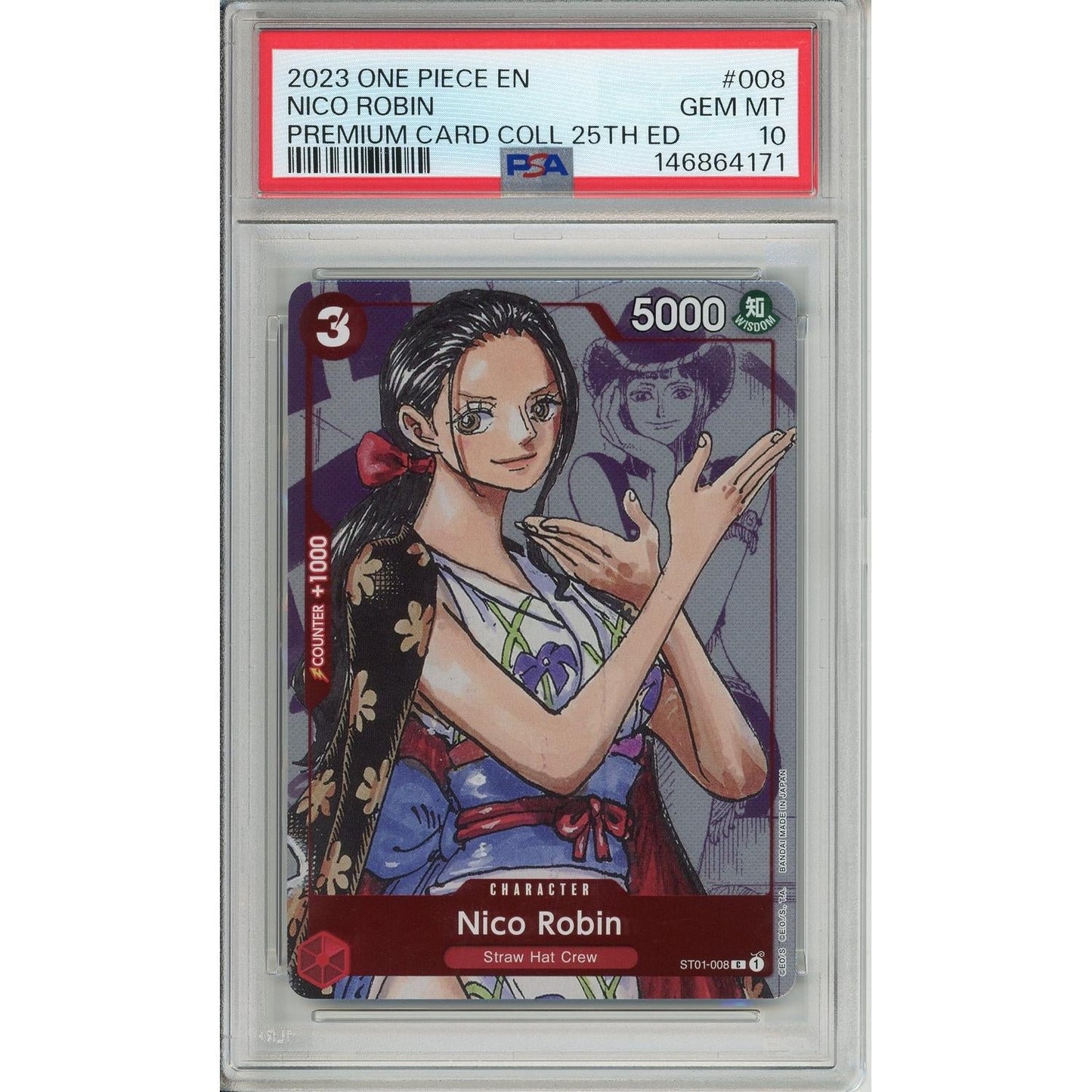One Piece Graded: Nico Robin ST01-008 Premium Card Collection 25th Edition (2023) PSA 10