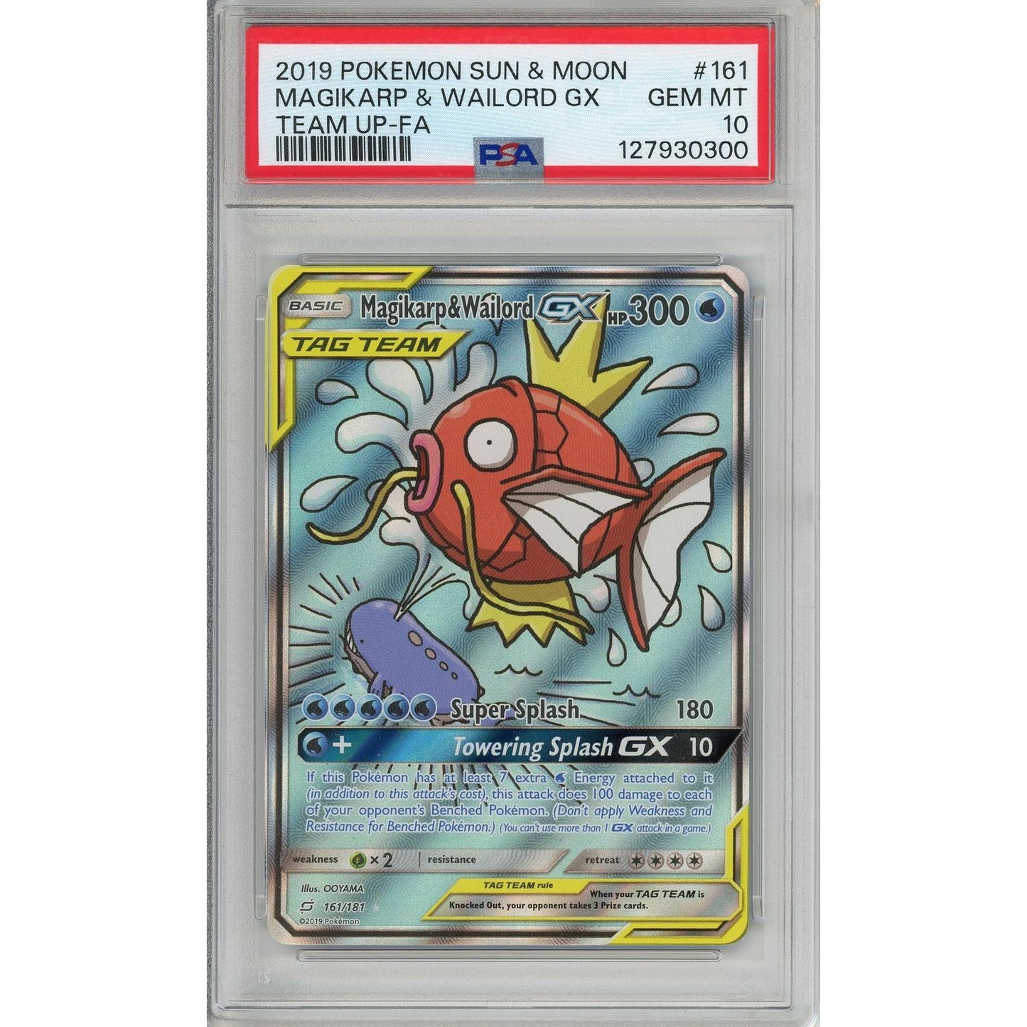 Pokemon Graded: Magikarp & Wailord GX 161/181 Sun & Moon (2019) Full Art PSA 10