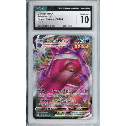 Pokemon Graded: Gengar VMAX 157/264 Fusion Strike (2021) Holo CGC 10