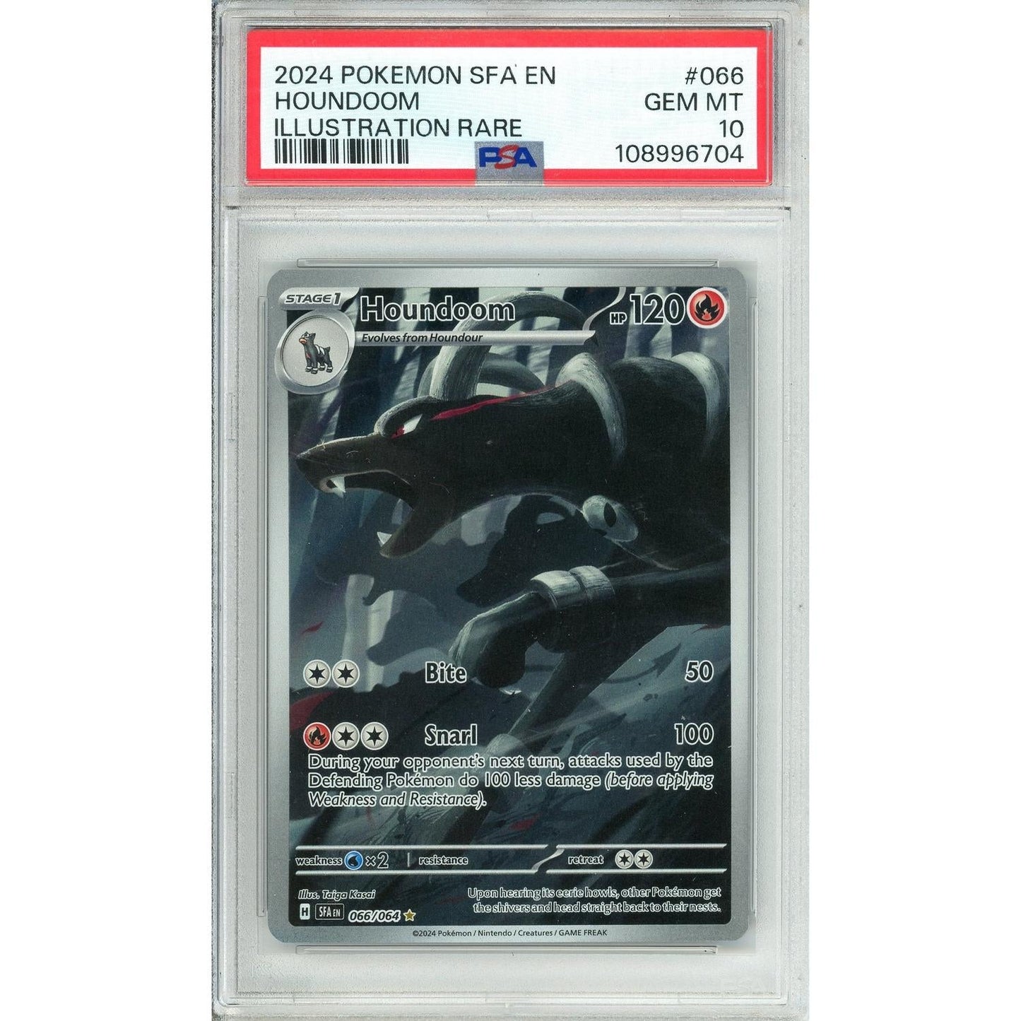 Pokemon Graded: Houndoom 66/64 Shrouded Fable (2024) IR Holo PSA 10