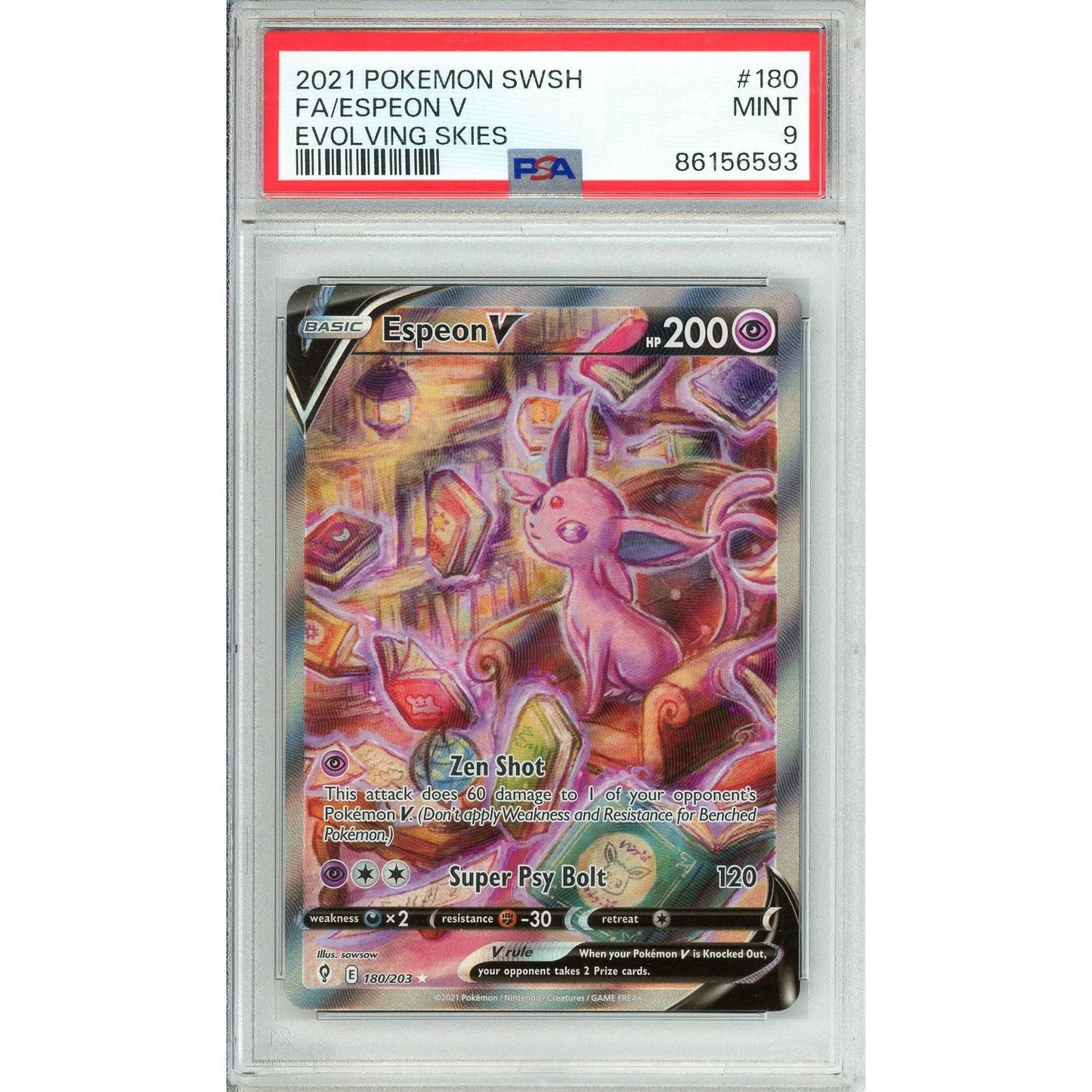 Pokemon Graded: Espeon V 180/203 Evolving Skies (2021) Holo PSA 9