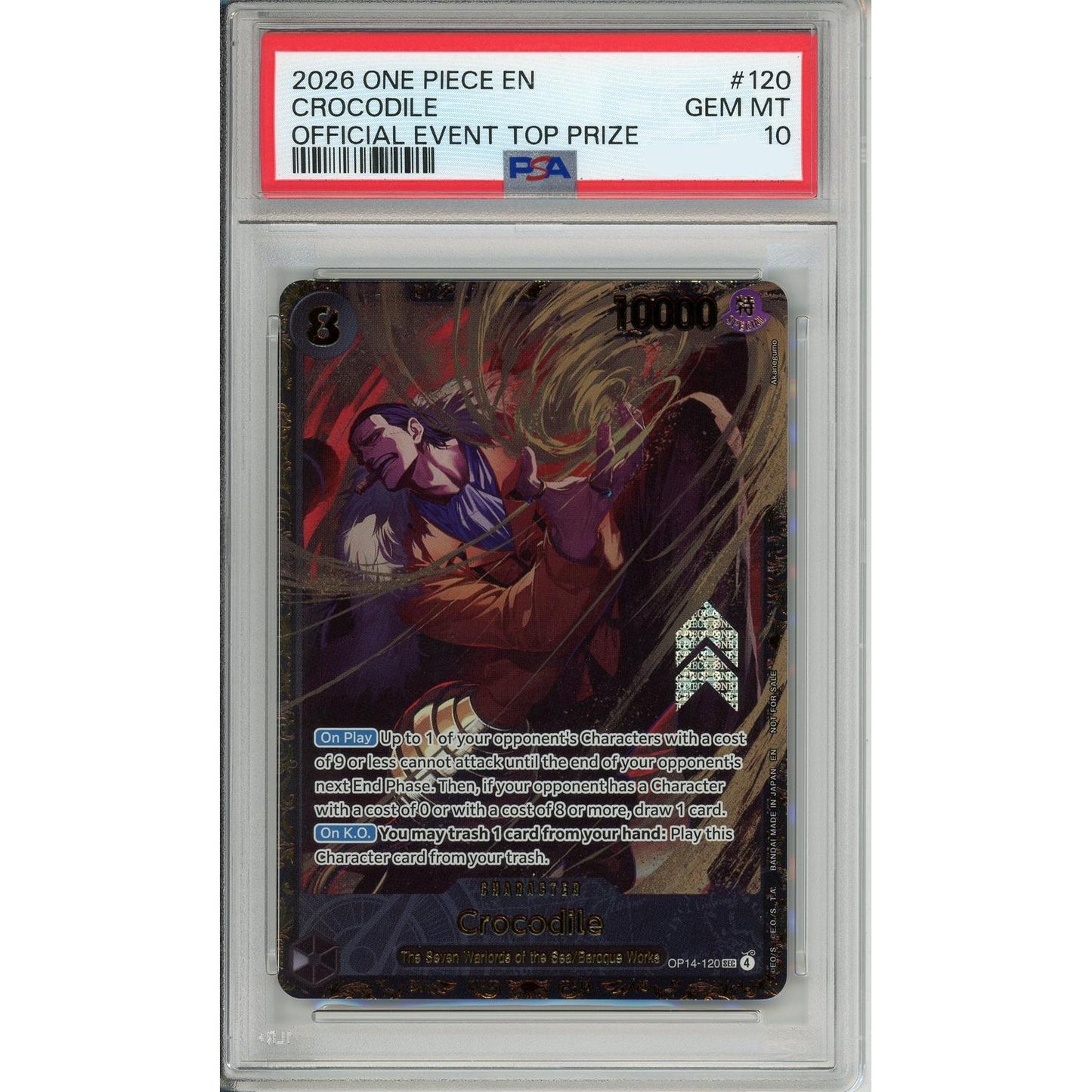 One Piece Graded: Crocodile OP14-120 Official Event Top Prize (2026) PSA 10