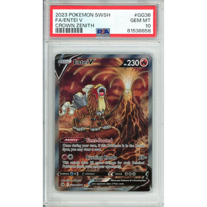Pokemon Graded: Entei V GG36/GG70 Crown Zenith (2023) Full Art Holo PSA 10