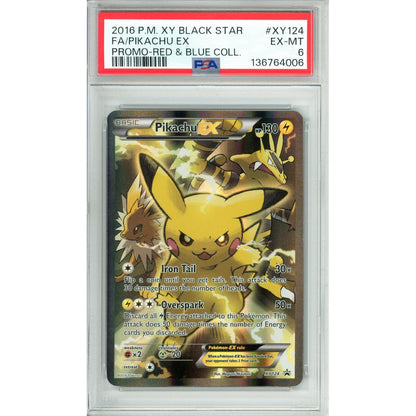 Pokemon Graded: Pikachu EX #XY124 XY Red & Blue Collection Promo (2016) Holo PSA 6
